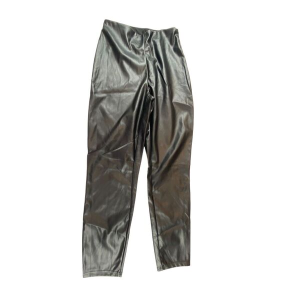 Fabletics Leggings Womens M Black Vegan Leather High Rise Invisible Zipper NWT - Picture 1 of 10